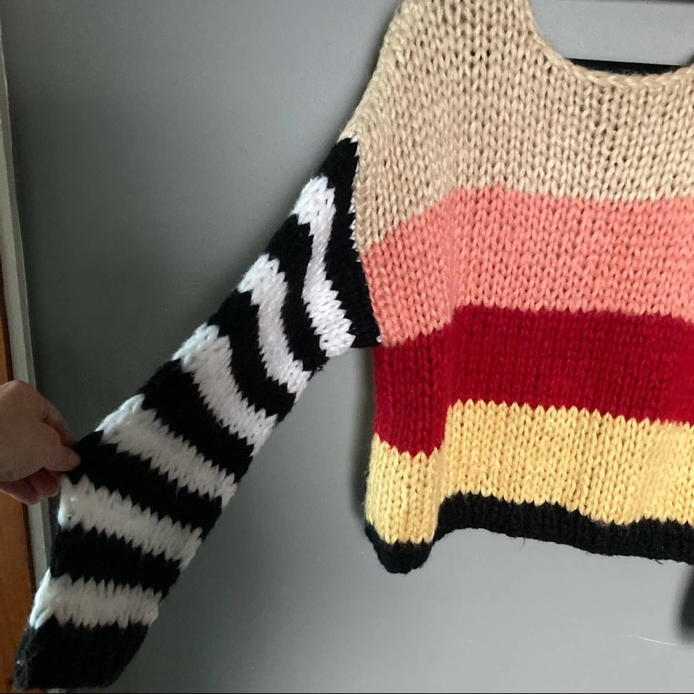 Blank NYC sweater mixed messages boatneck stripe colorblock knitted small - Picture 7 of 8